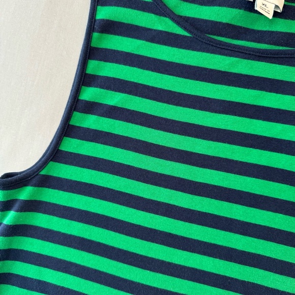 J.Crew Women's X-Large Green & Navy Striped Tank Top - Picture 3 of 7